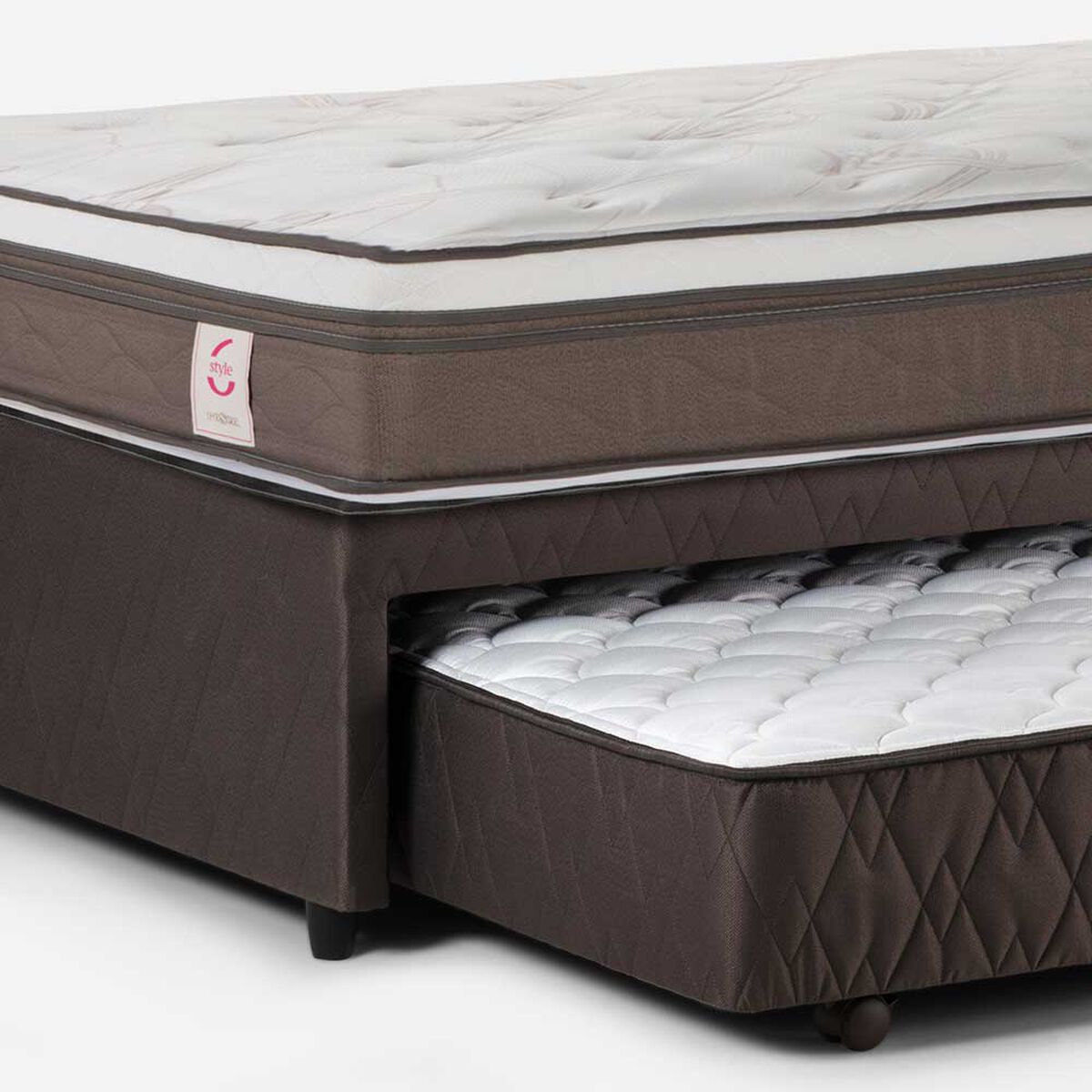 Cama Nido Rosen 1,5 Plazas New Style 6  + Respaldo Tabor Grafito