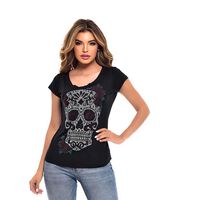 Polera Manga Corta Mujer Rock Caviar Negro