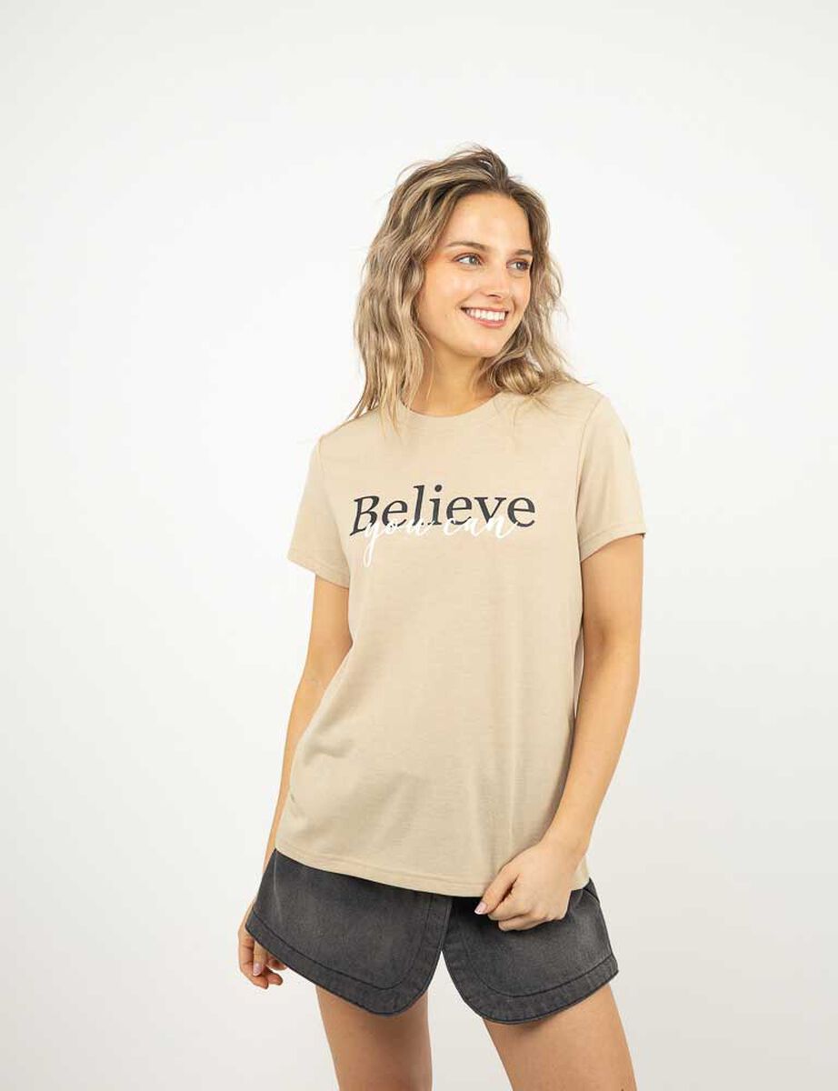 Polera Con Estampado Manga Corta Mujer Icono