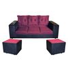 Sof&aacute; Muebles MYM Julietta 3 Cuerpos + Dos Pouf 1 Cuerpo Negro Burdeo