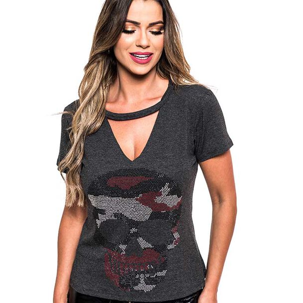 Polera Chocker Mujer Rock Caviar