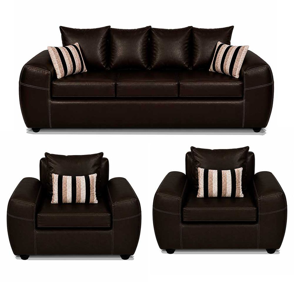 Juego de Living Elegant Detail New Houston 3-1-1 Cuerpos Caf&eacute;