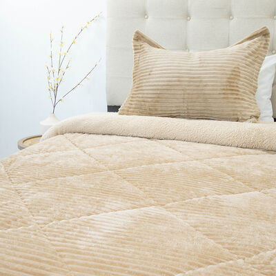 Cubrecama Doral 1,5 Plazas Beige Cotelón