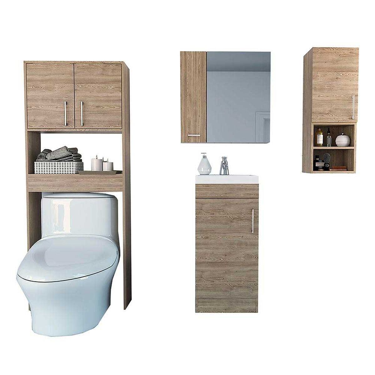 Botiqu&iacute;n + Mueble Lavamanos + Muro + Optimizador TuHome Bath 300