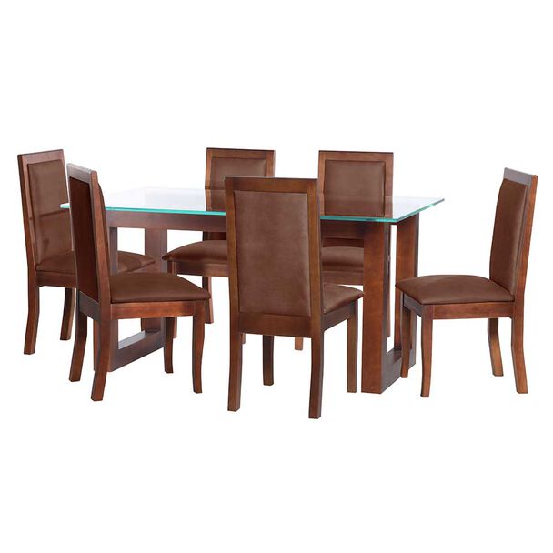 Juego de Comedor Latam Home Pamplona Burgos 6 Sillas PU Rojo