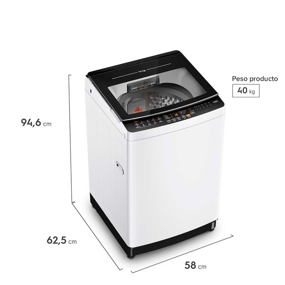 Lavadora Carga Superior Mademsa MDWMT14W 14 kg Blanco
