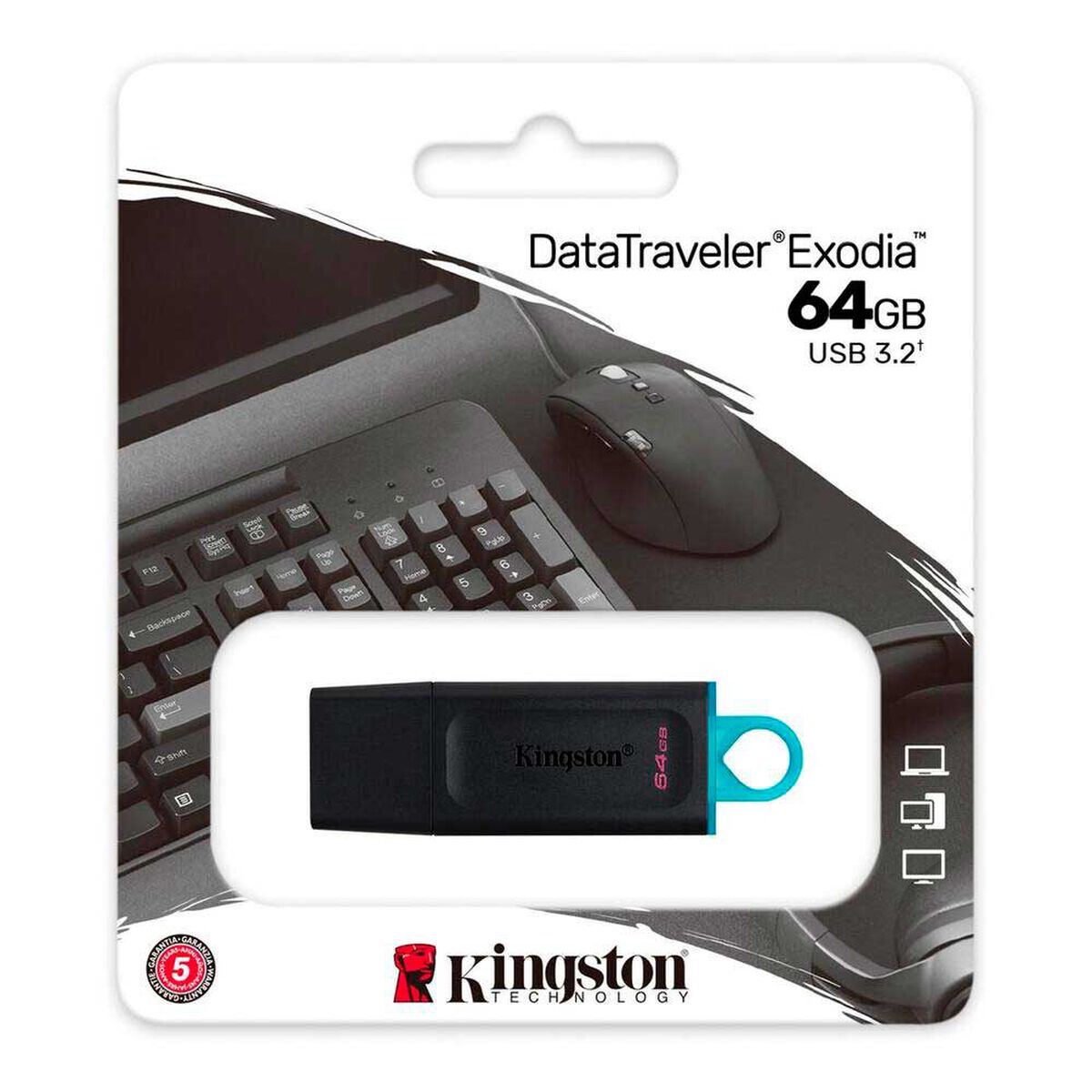 Pendrive Kingston Exodia 64GB Negro