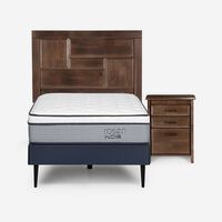 Cama Europea Rosen 1 Plaza Indie + Respaldo + Velador Dolce