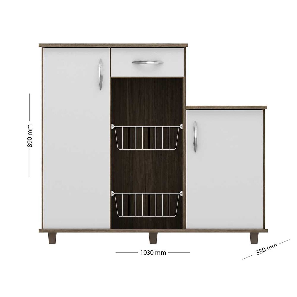 Mueble Autoservicio Home Mobili Parla 1 Caj&oacute;n 2 Puertas Blanco Caf&eacute;