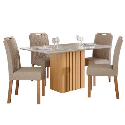 Juego de Comedor Decocasa Ana 4 Sillas Off White