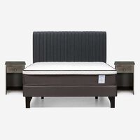 Cama Europea Rosen 2 Plazas New Style 4 + Respaldo + 2 Veladores Grafito