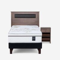 Cama Europea Rosen 1,5 Plazas Art 4 + Respaldo + Velador Ferrara Grafito