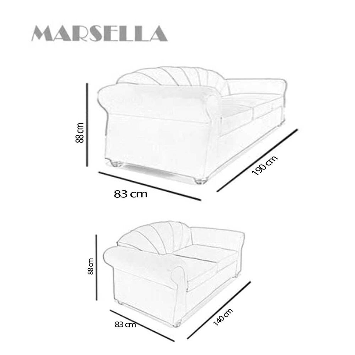 Juego de Living Elegant Detail Marsella Sofá 3 Cuerpos + Sofá 2 Cuerpos Café