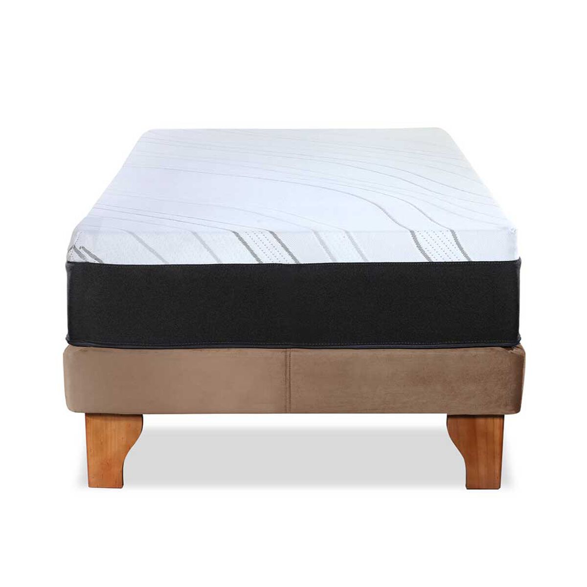 Cama Europea Latam Home 1,5 Plazas Zen Top Foam Soft Velvet Beige