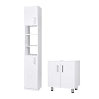 Combo Vanitorio 2 Puertas + Estante Organizador de Baño 2 Puertas CIC Blanco