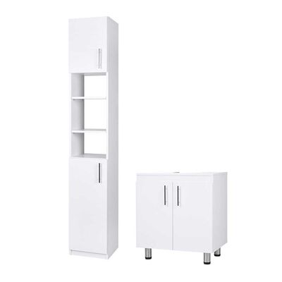 Imagen 1 del producto Combo Vanitorio 2 Puertas + Estante Organizador de Baño 2 Puertas CIC Blanco
