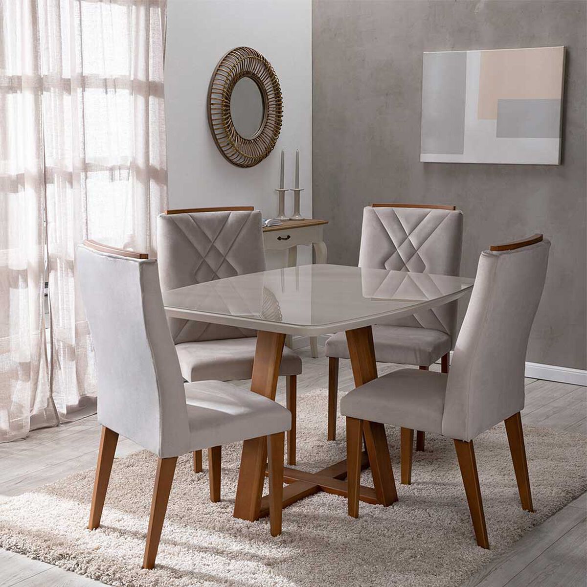 Juego de Comedor Decocasa Bennet  8 Sillas Off White