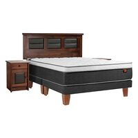 Cama Europea Celta Base Dividida 2 Plazas x 2 mt Everest Cobre + Respaldo + 2 Veladores Villarreal