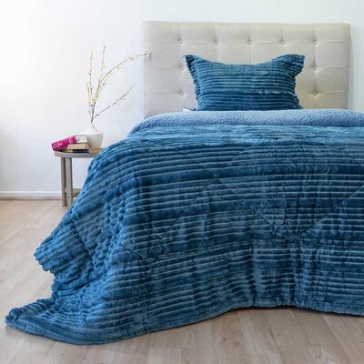 DORAL Cubrecama Doral 1.5 Plazas Coteloni Nebula Sherpa Azul