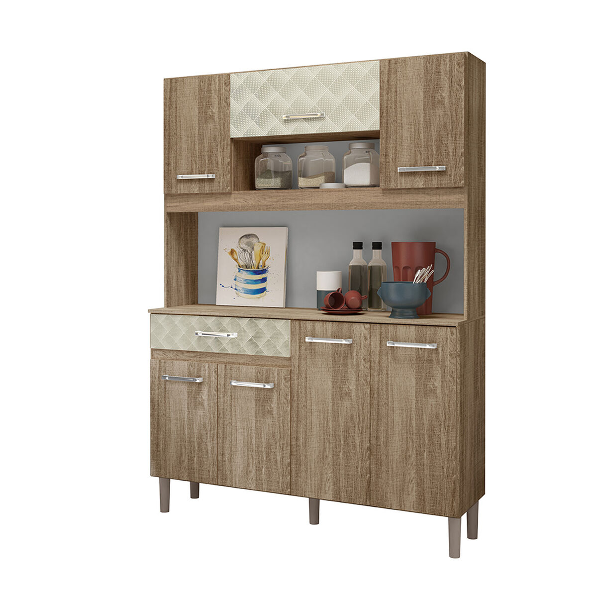 Mueble de Cocina Vekkahome Boom 7 Puertas 1 Cajón Café