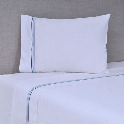 Imagen 1 del producto Sábana Mashini 144 Hilos 1,5 Plazas Bordada Line Azul