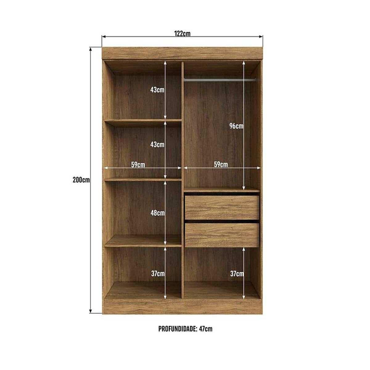 Cl&oacute;set Exit New Recife 4 Puertas 2 Cajones Nuez y Beige