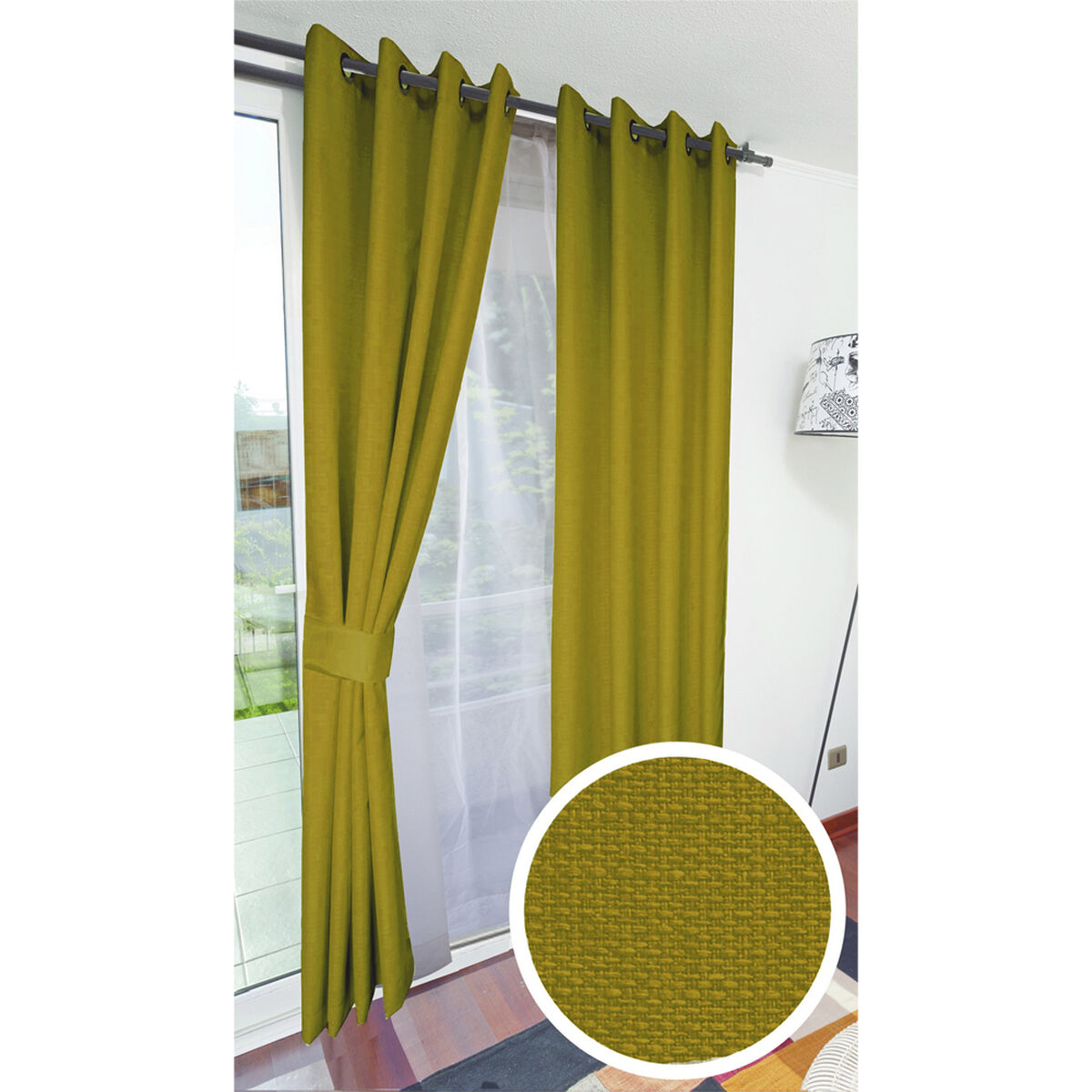 Combo Cortinas Doral Rustico 220 x 140 cm Mostaza