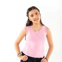 Polera Sin Mangas de Algodón Niña Mila Rosado