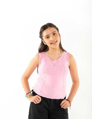 Imagen 1 del producto Polera Sin Mangas de Algodón Niña Mila Rosado