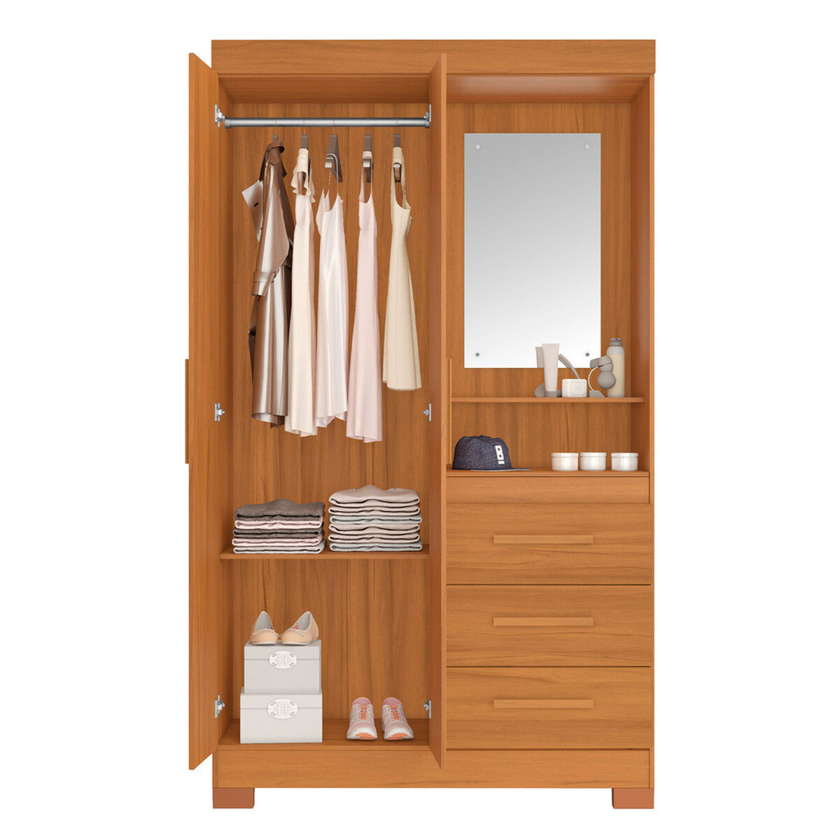Closet Home Mobili Noa 2 Puertas 3 Cajones Caf&eacute;