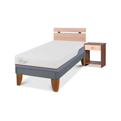 Imagen 2 del producto Cama Europea CIC 1 Plaza Excellence Plus + Respaldo + 1 Velador Olmo