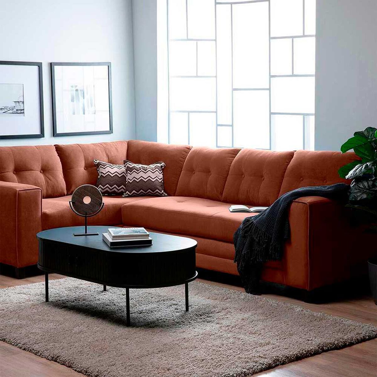 Sof&aacute; Seccional Izquierdo Living Factory Dubai 5 Cuerpos Chocolate