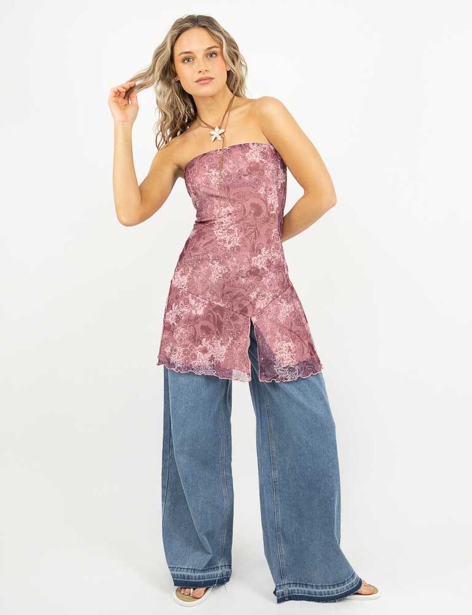 Vestido Mini Strapless Mujer Icono