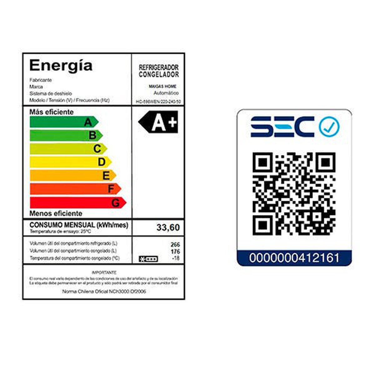 Refrigerador Side by Side Maigas HC-598WEN 442 lts.