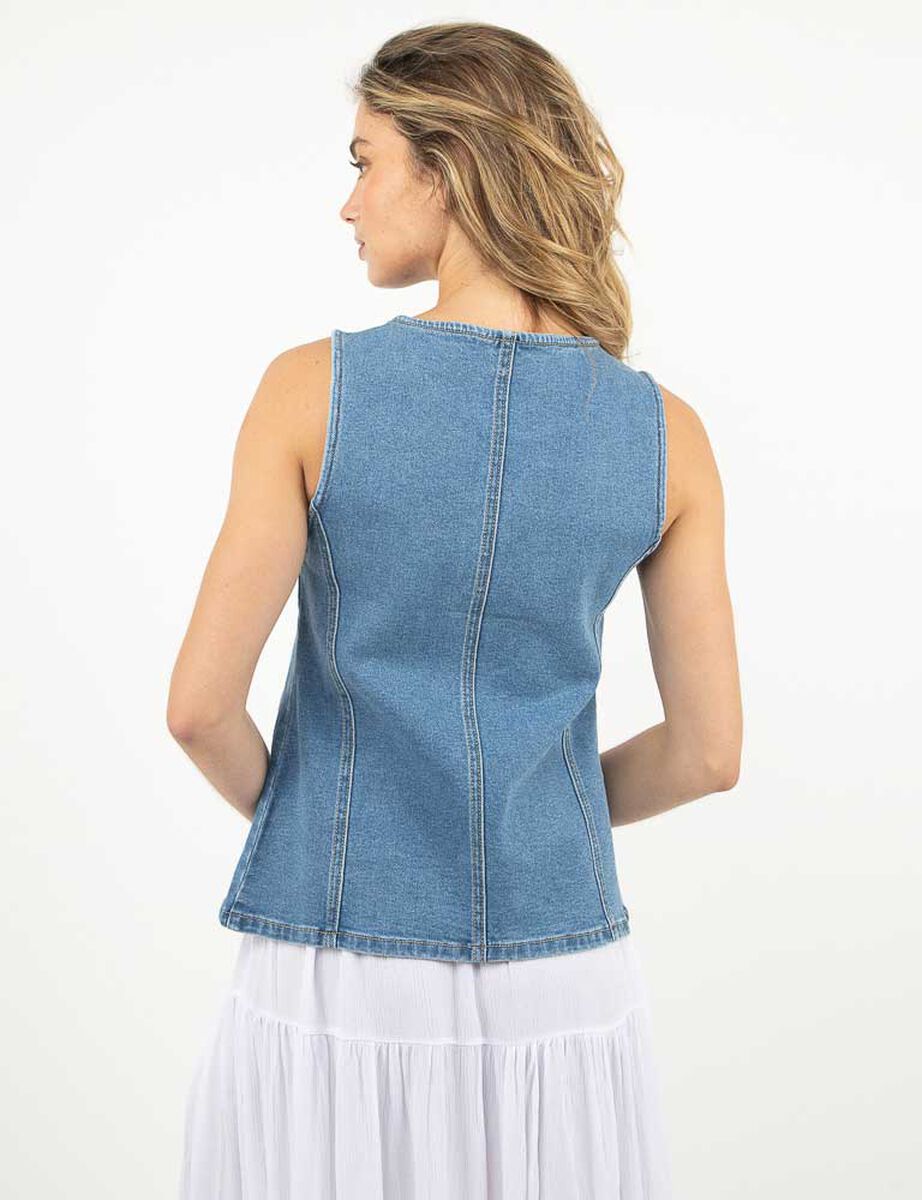 Polera Denim Sin Mangas Mujer Zibel