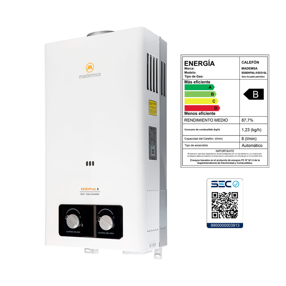 Calefont Mademsa Essenti-8L Eco-Gl 8 lts.
