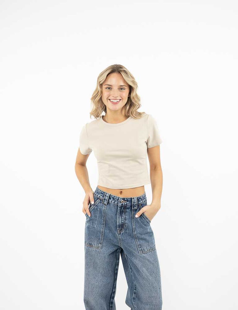 Polera Crop Manga Corta Mujer Icono