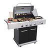 Parrilla a Gas Encendido Electrónico BBQ Grill Texas Acero Inoxidable 4 Quemadores Centrales + 1 Lateral Negro