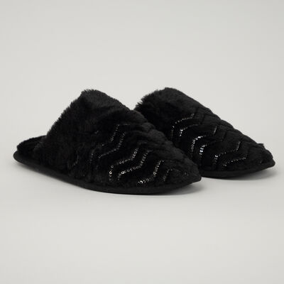 Pantufla Peluda Zigzag Brillos Mujer Zibel