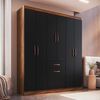 Closet Altavisi&oacute;n 5806 Negro Casta&ntilde;a 6 Puertas 1 Cajon