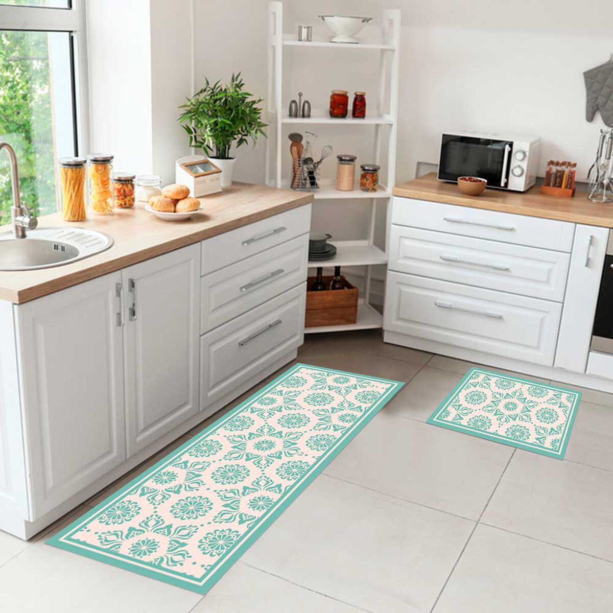 Set 2 Alfombra Davanti Hindú Turquesa 45 x120 Hindú Turquesa