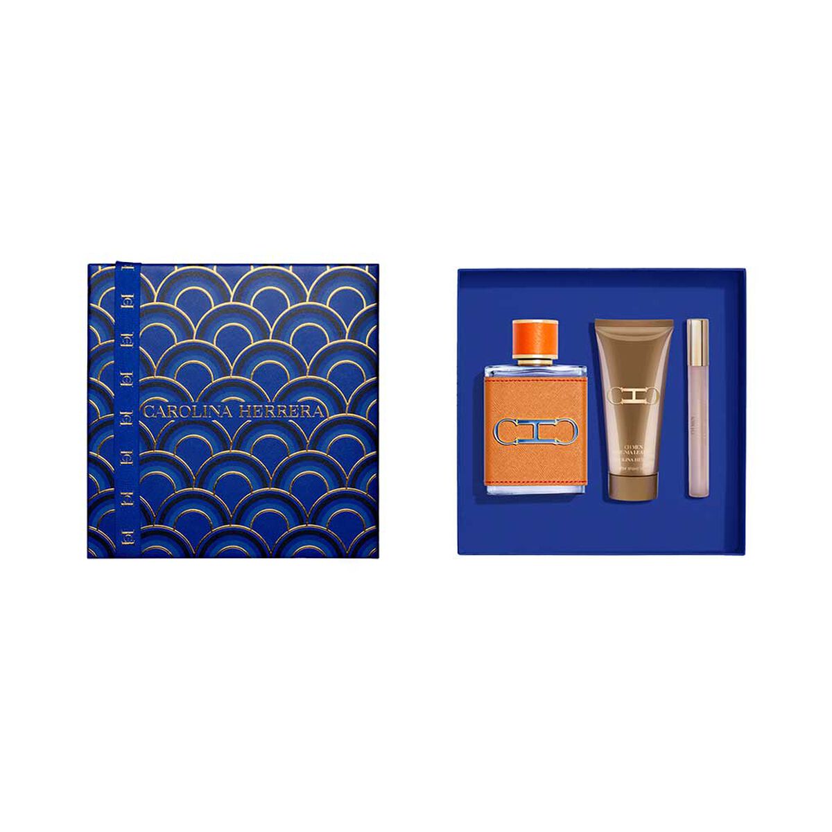 Set Perfume Carolina Herrera Mujer CH Men Insignia Leather EDP 100 ml + Balsamo After Shave 100 ml + EDP 10 ml