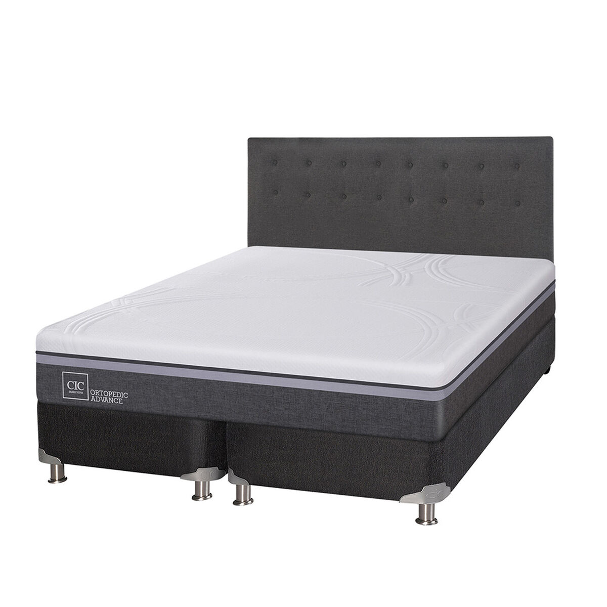 Box Spring CIC Base Dividida King Ortopedic Advance + Respaldo Eufrates