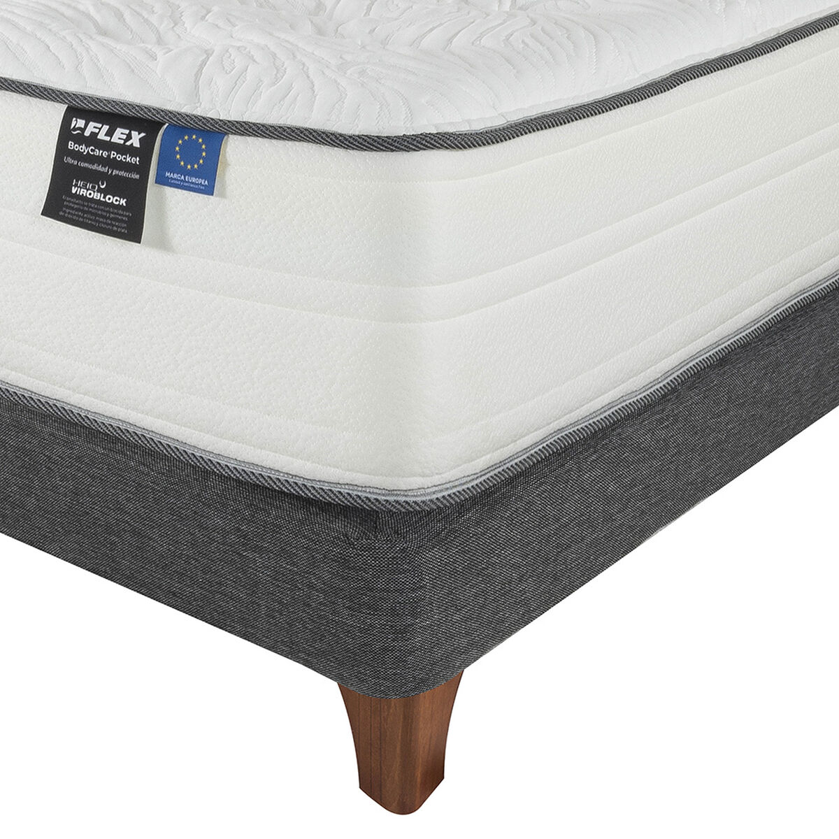 Cama Europea Flex 2 Plazas Body Care + Set Maderas Colonia