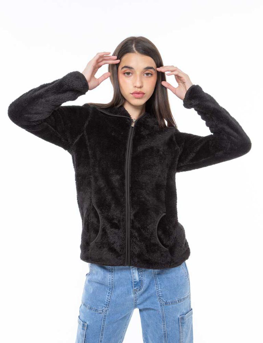 Polerón Hoodie Peludo Mujer Icono