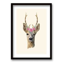 Cuadro Decorativo Retela Venado Acuarela 70 x 50 cm