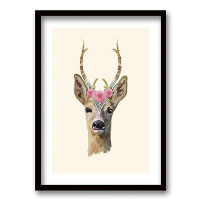 Cuadro Decorativo Retela Venado Acuarela 70 x 50 cm