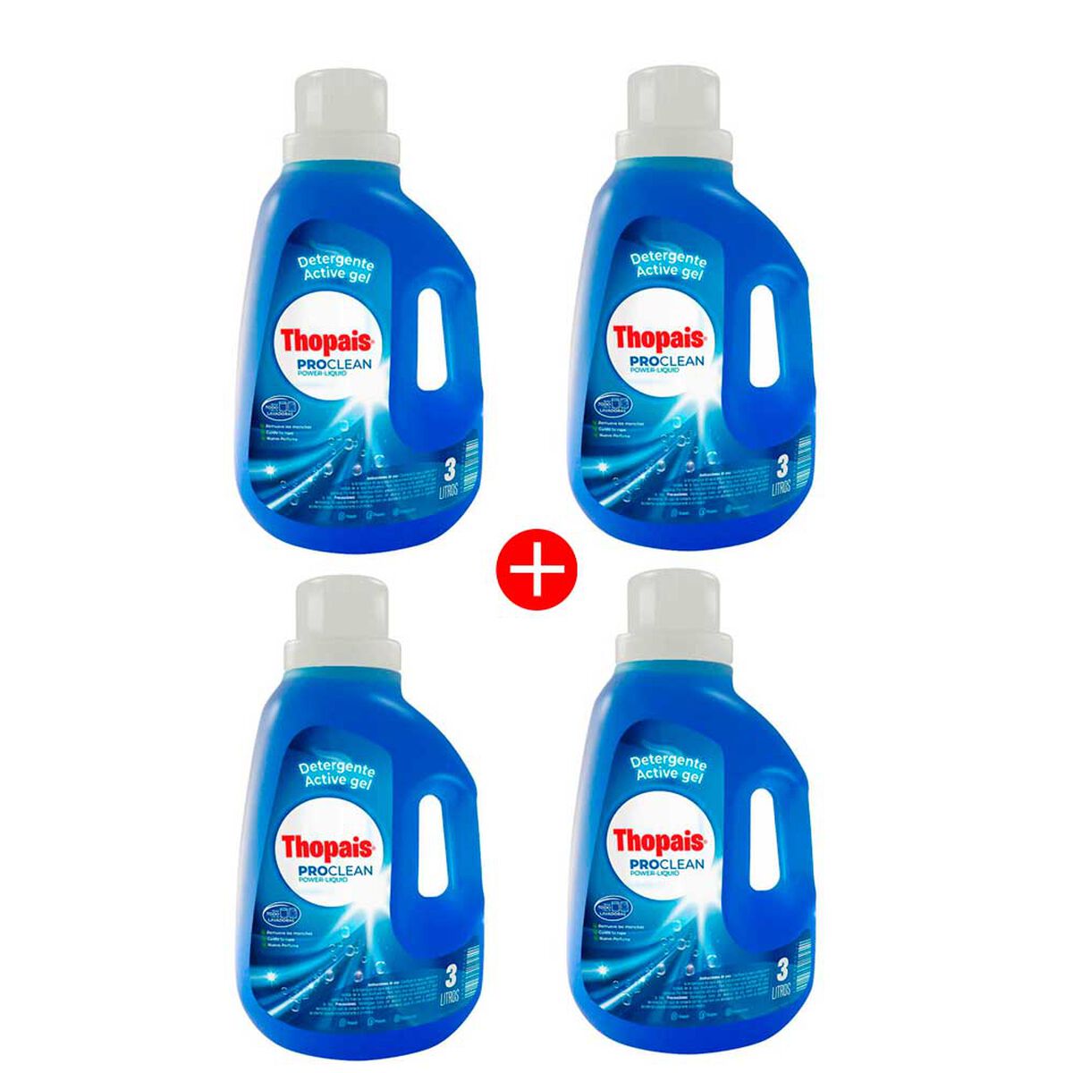 Combo 4 Detergentes Thopais Active Gel 3 lts.