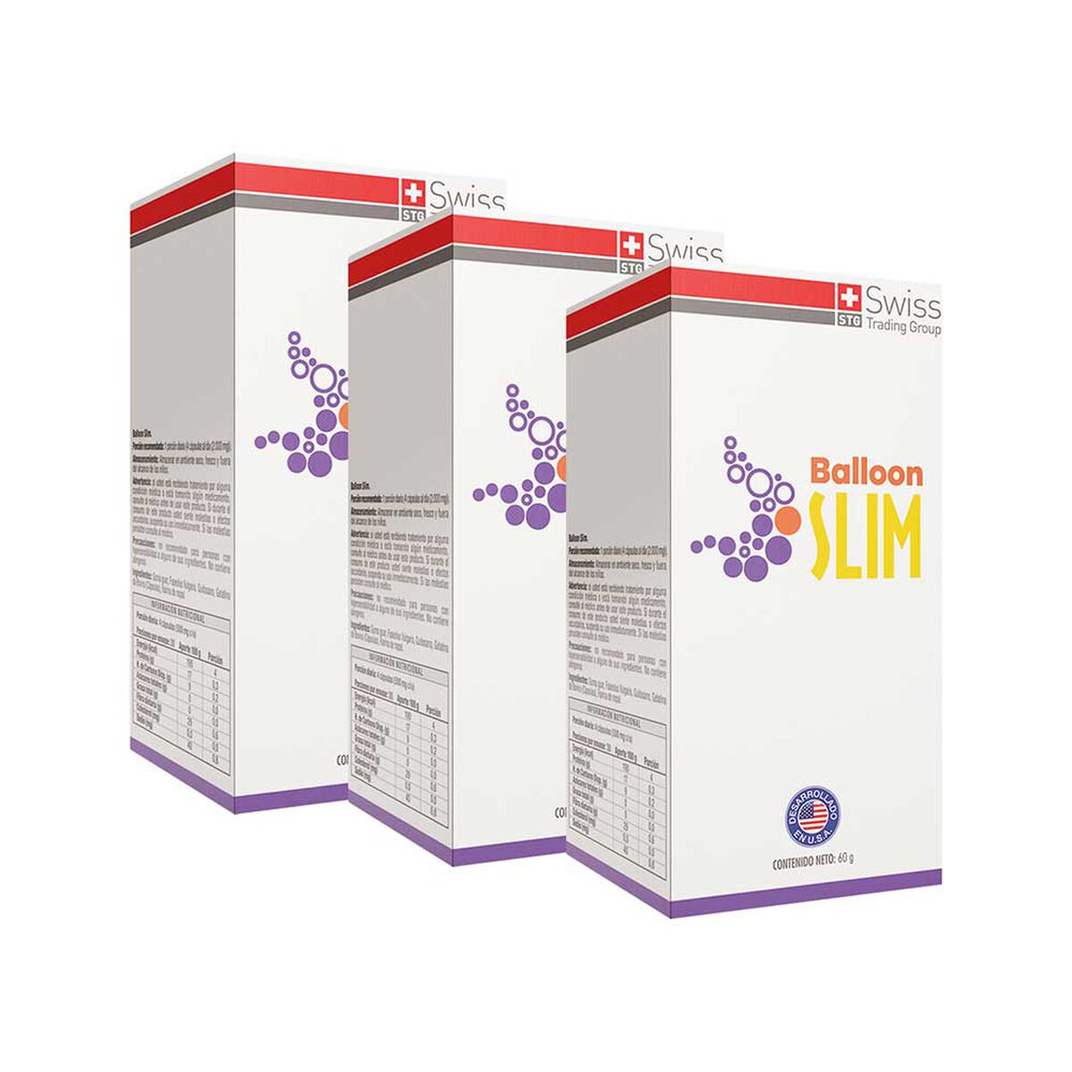 Balloon Slim Suplemento 3 Frascos con 120 Capsulas cada uno