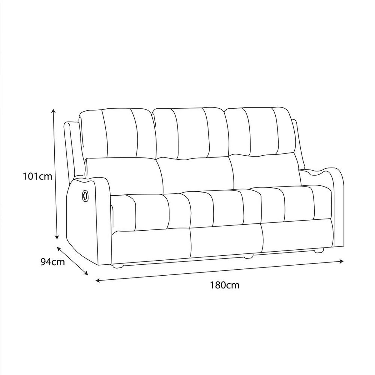 Sofá Reclinable Zoy Home Tokio 3 Cuerpos Negro